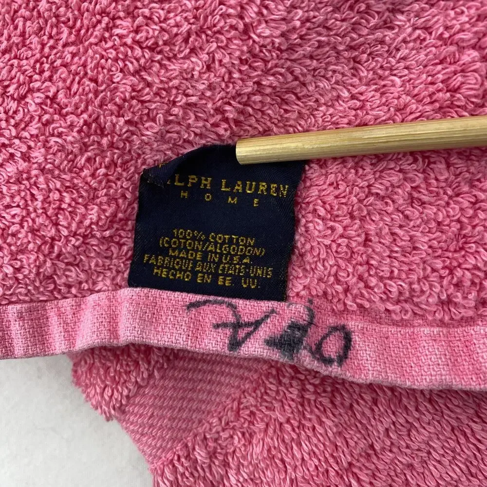 RALPH LAUREN Home Hand Towel Set of 2 Loop Cotton Terry Pink USA 16
